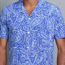 Load image into Gallery viewer, Mens Short Sleeve Shirt- Blue/White
