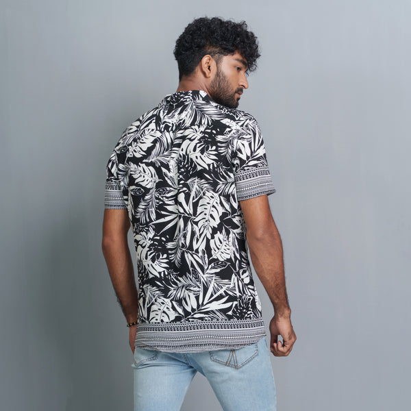Mens Lapel Shirt- Black/White