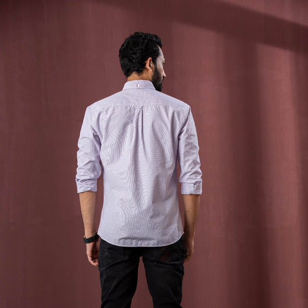 MENS L/S SHIRT-PURPLE/WHITE