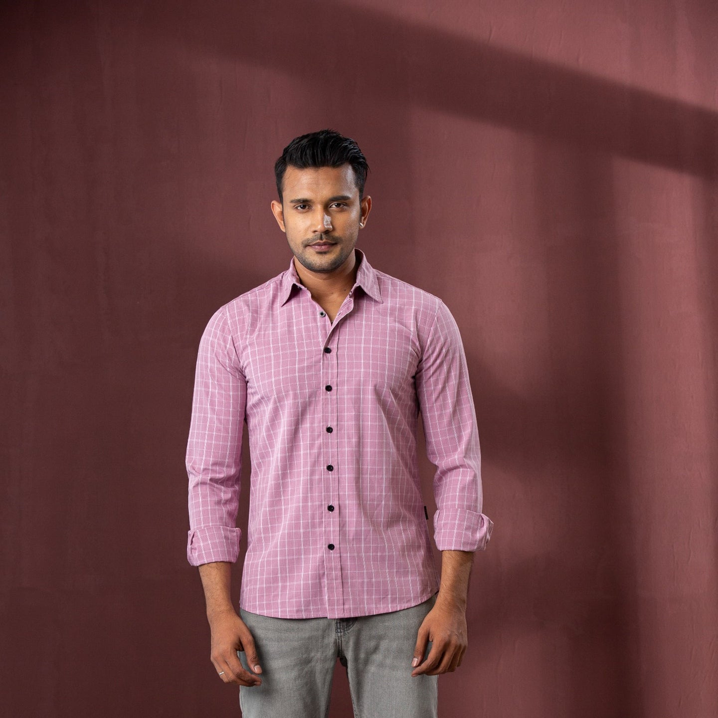 MENS L/S SHIRT-ROSE PINK