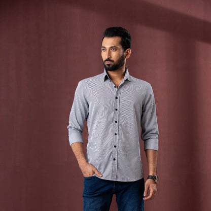 Mens L/S Shirt-Black Stripe