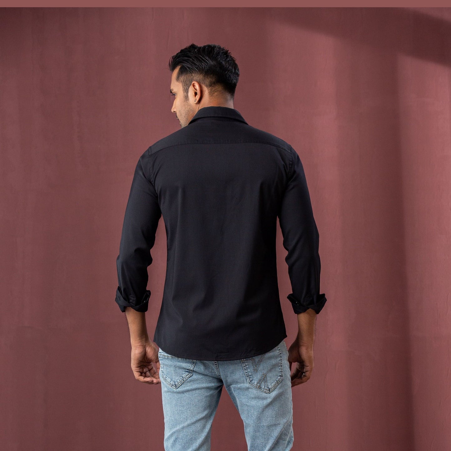 Mens Black Embroidered Shirt