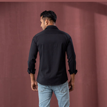 Mens Black Embroidered Shirt