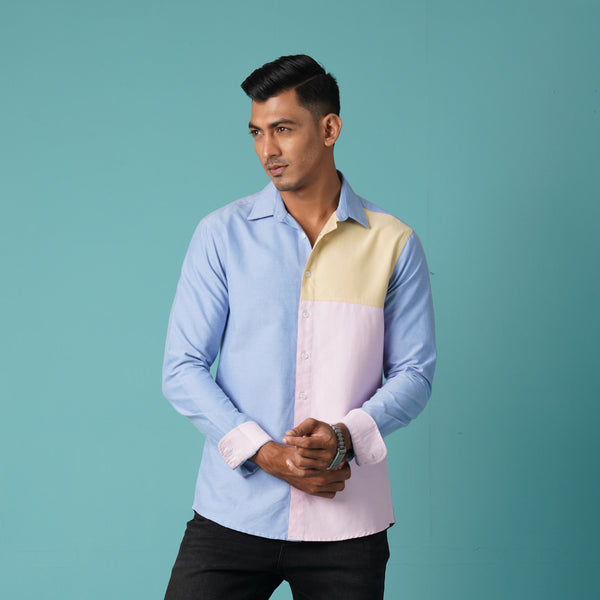 MENS L/S SHIRT-BLUE/PINK