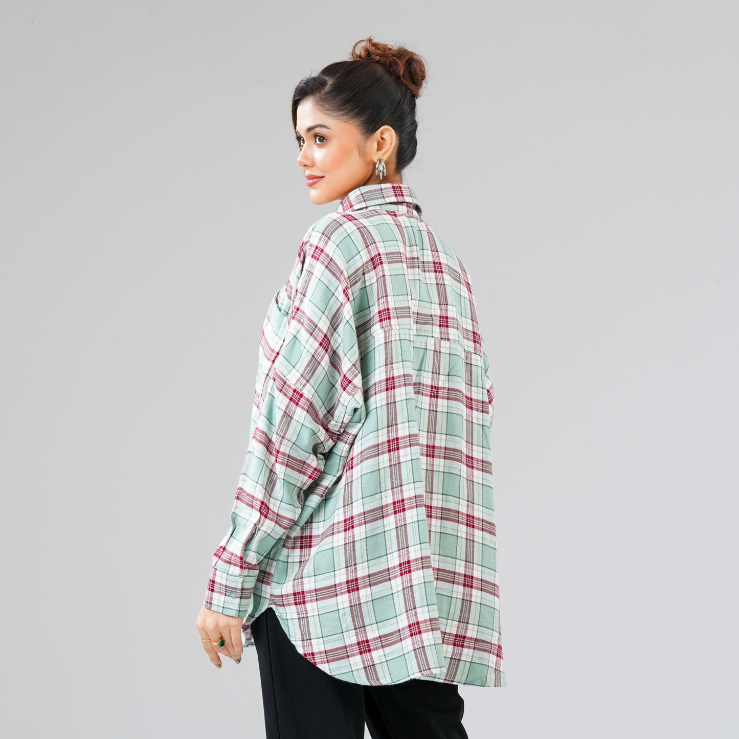 Women Green Check Shirt