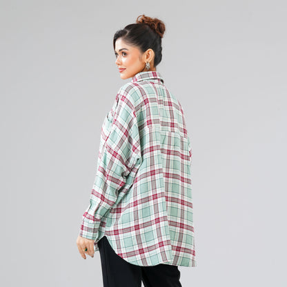 Women Green Check Shirt