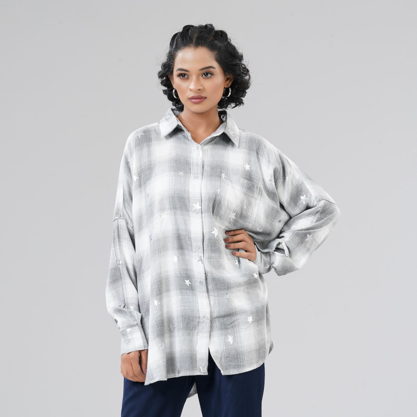 Womens White Check Shirt