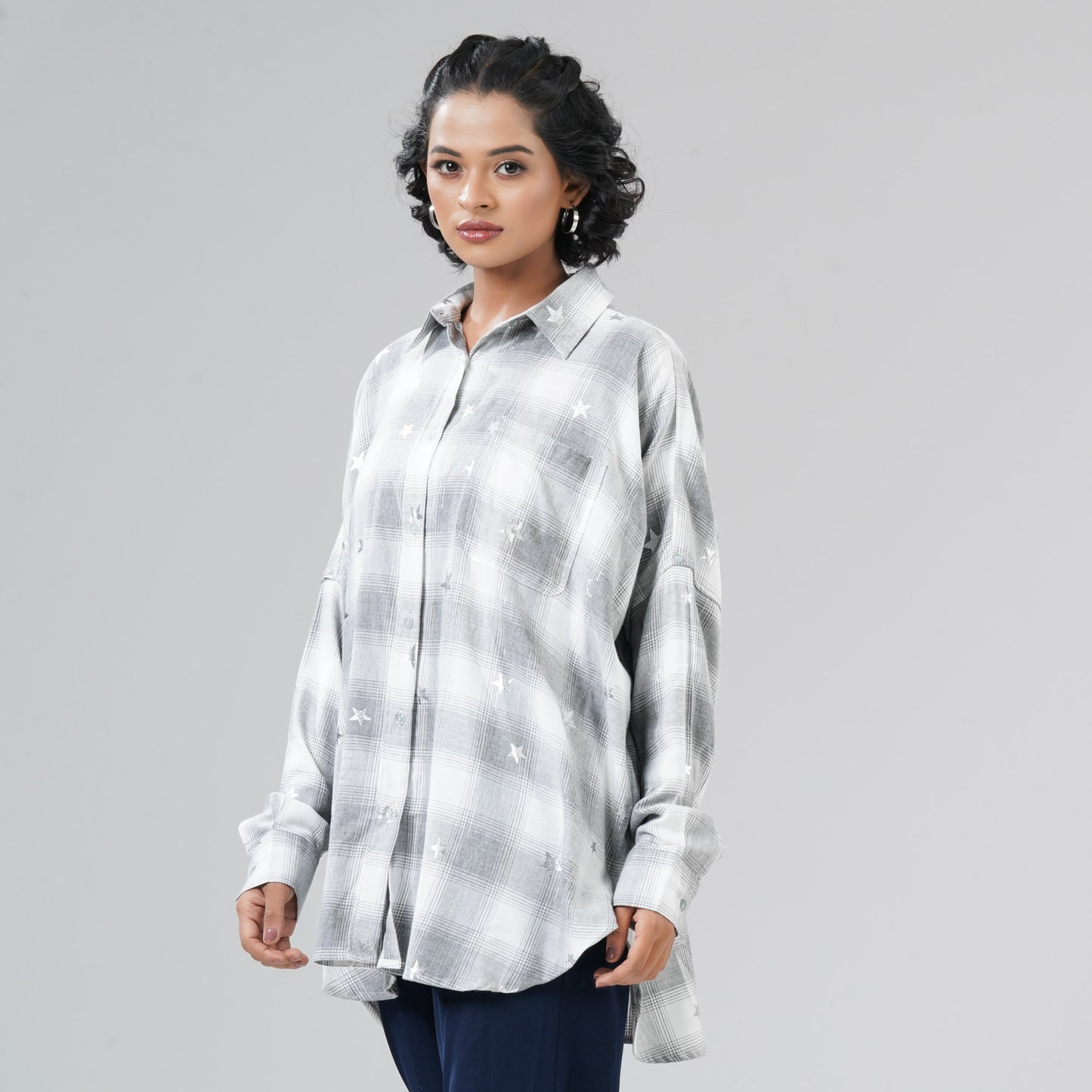 Womens White Check Shirt