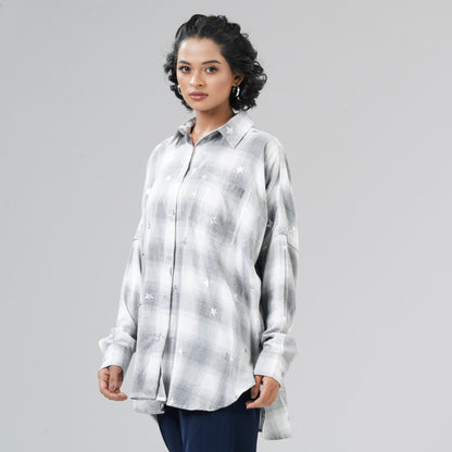 Womens White Check Shirt