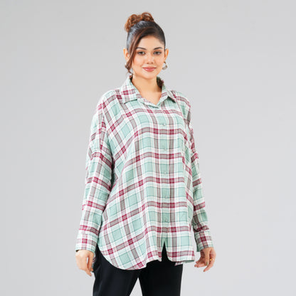 Women Green Check Shirt