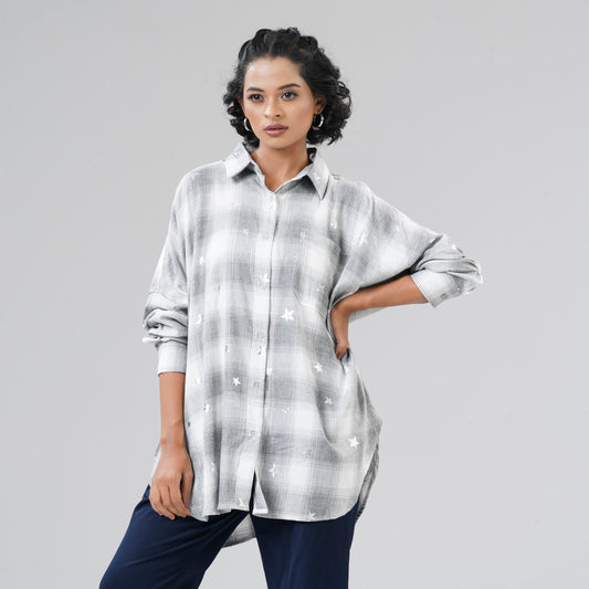 Womens White Check Shirt