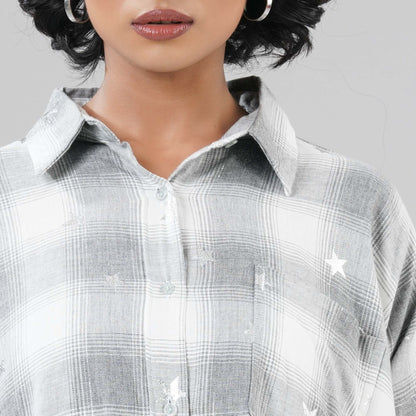 Womens White Check Shirt