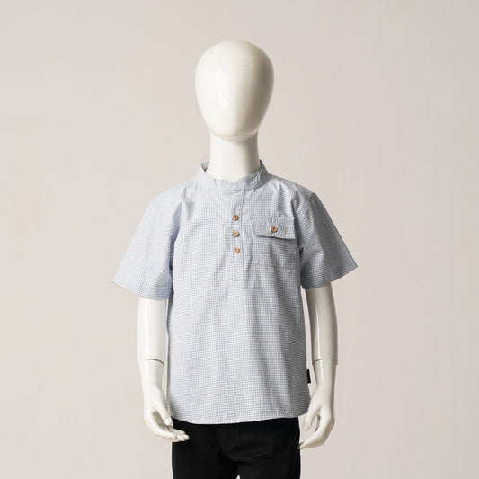 Baby Boys S/S Shirt-Blue/White