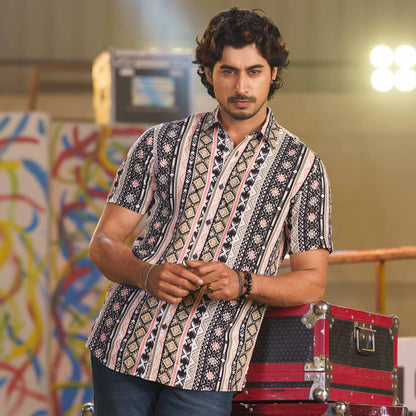 Mens Black Print Shirt