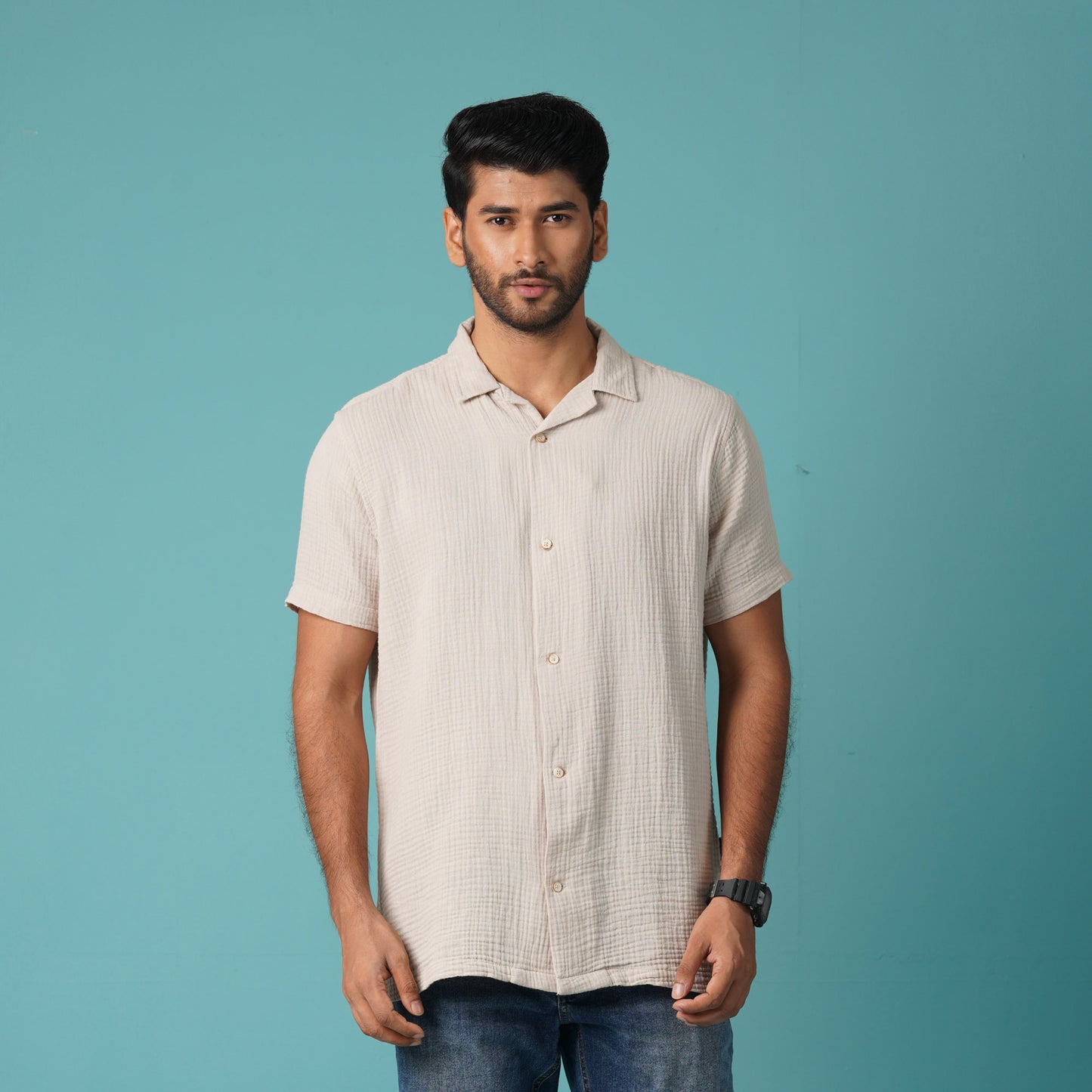 Mens S/S Shirt-Cream