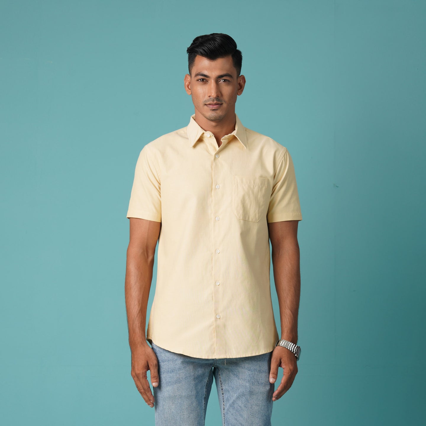 Men's Yellow Short Sleeve Shirt