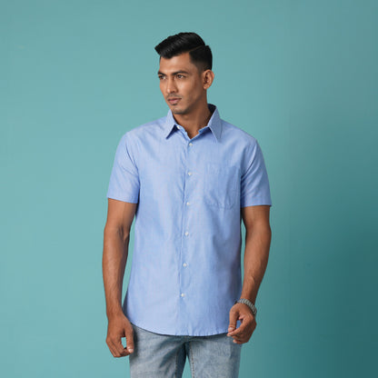Mens Blue Short Sleeve Shirt