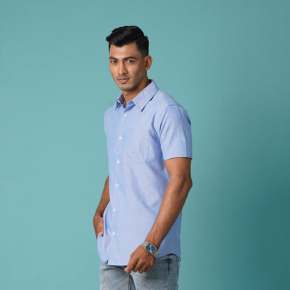 Mens Blue Short Sleeve Shirt