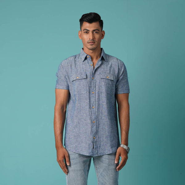 Men's Navy Short Sleeve Shirt