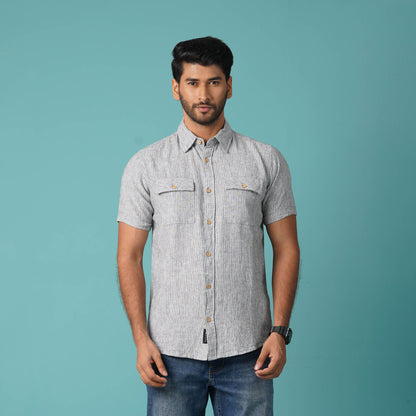 Mens S/S Shirt-Black/White