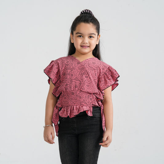 Girl’s Pink Cotton Blended Top