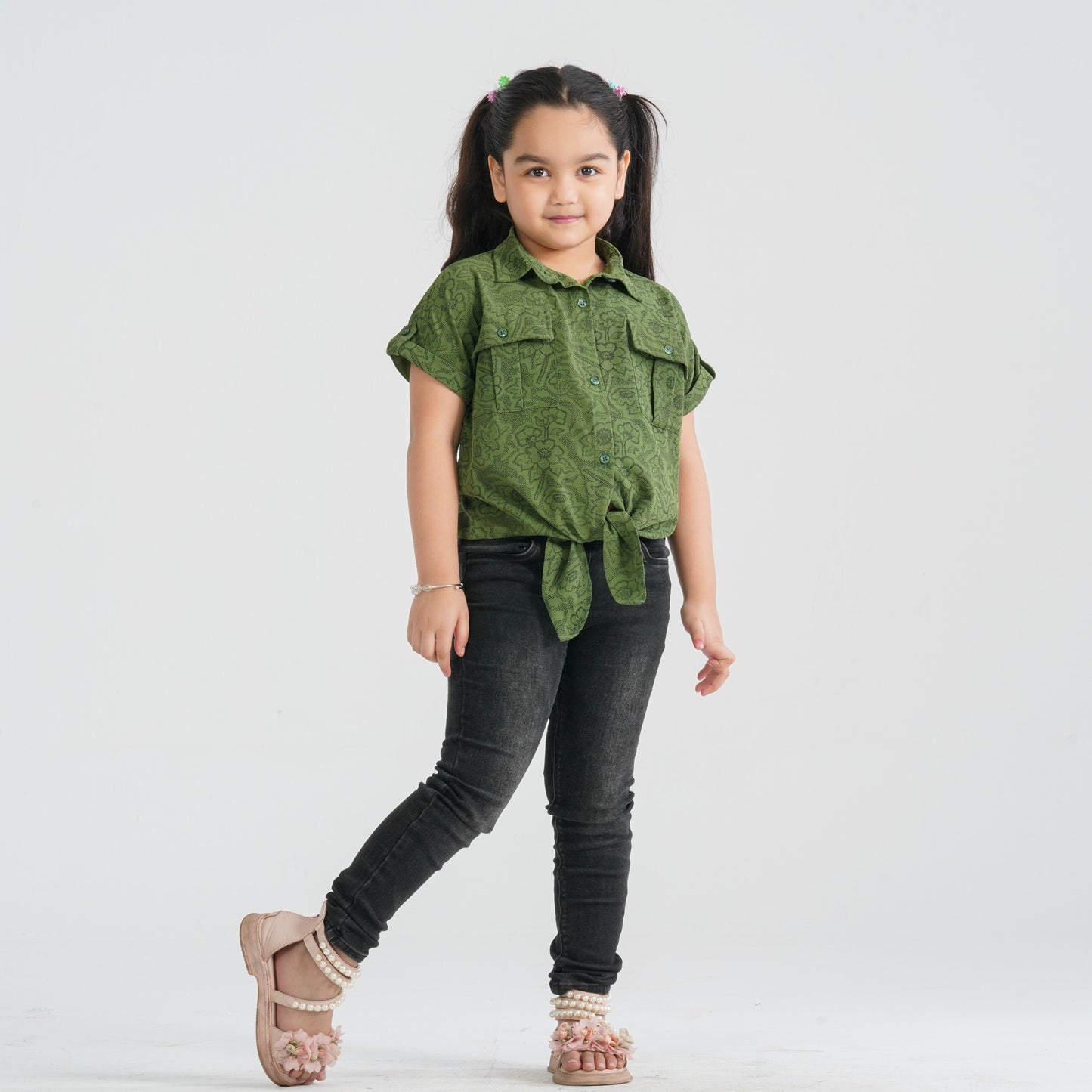Girl’s Olive Blended Top