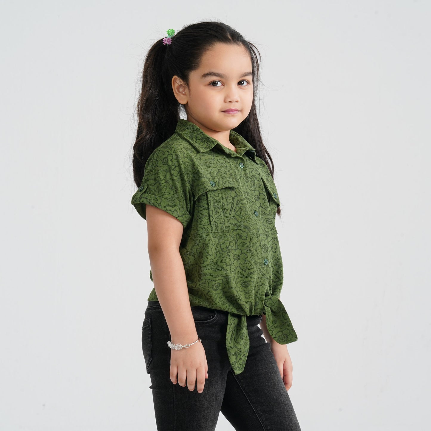 Girl’s Olive Blended Top