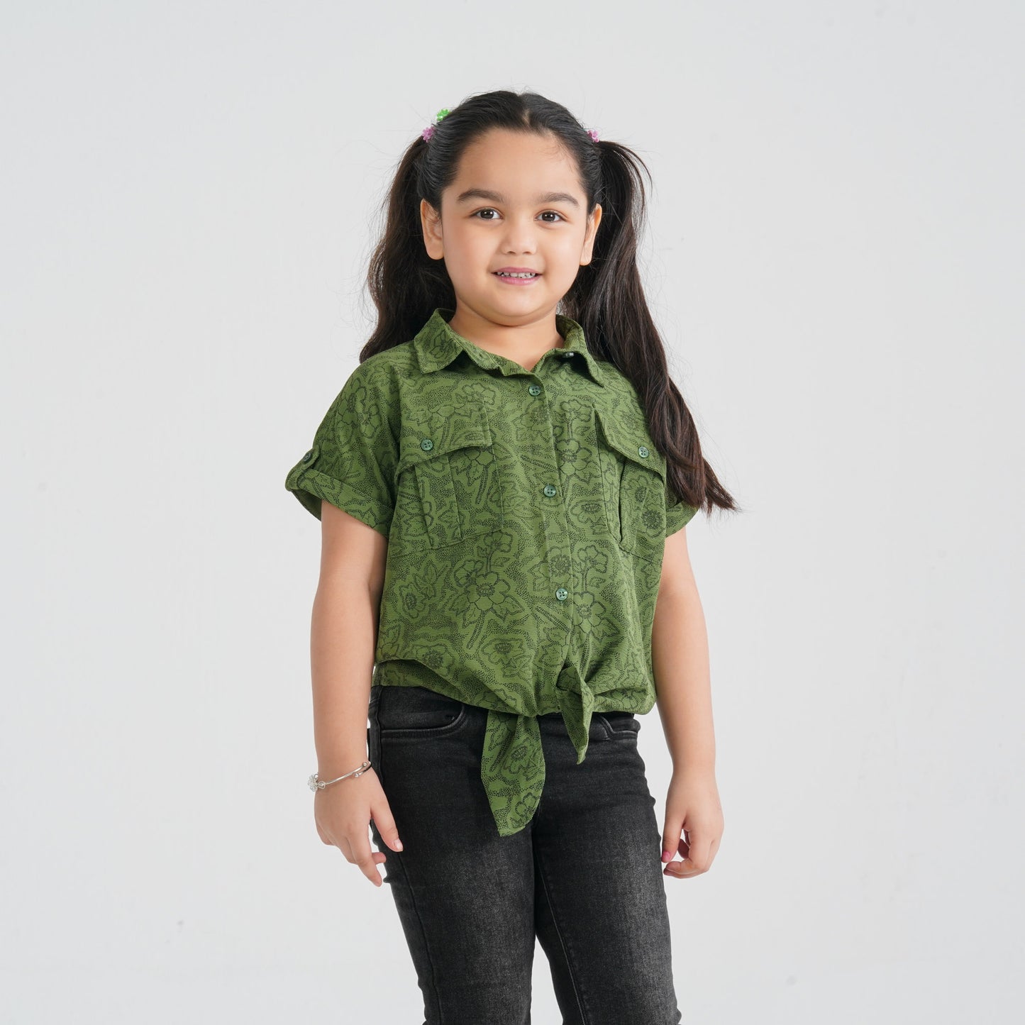 Girl’s Olive Blended Top