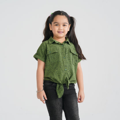 Girl’s Olive Blended Top
