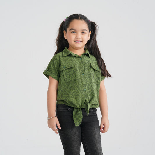 Girl’s Olive Blended Top