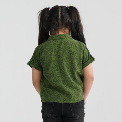 Girl’s Olive Blended Top