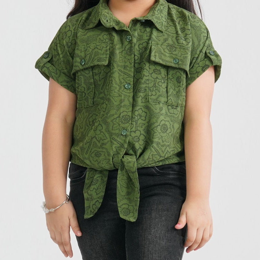 Girl’s Olive Blended Top