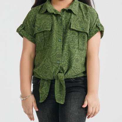Girl’s Olive Blended Top