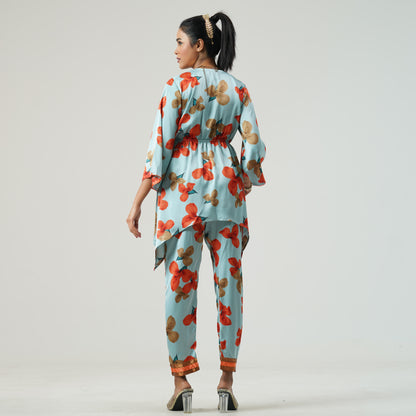 Womens Red & Pastel Two Pieces Set