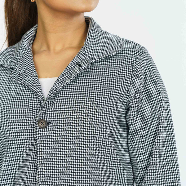 Womens Black & White Check Trench Coat