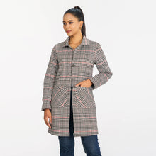 Load image into Gallery viewer, Womens Cream &amp; Black Check Trench Coat
