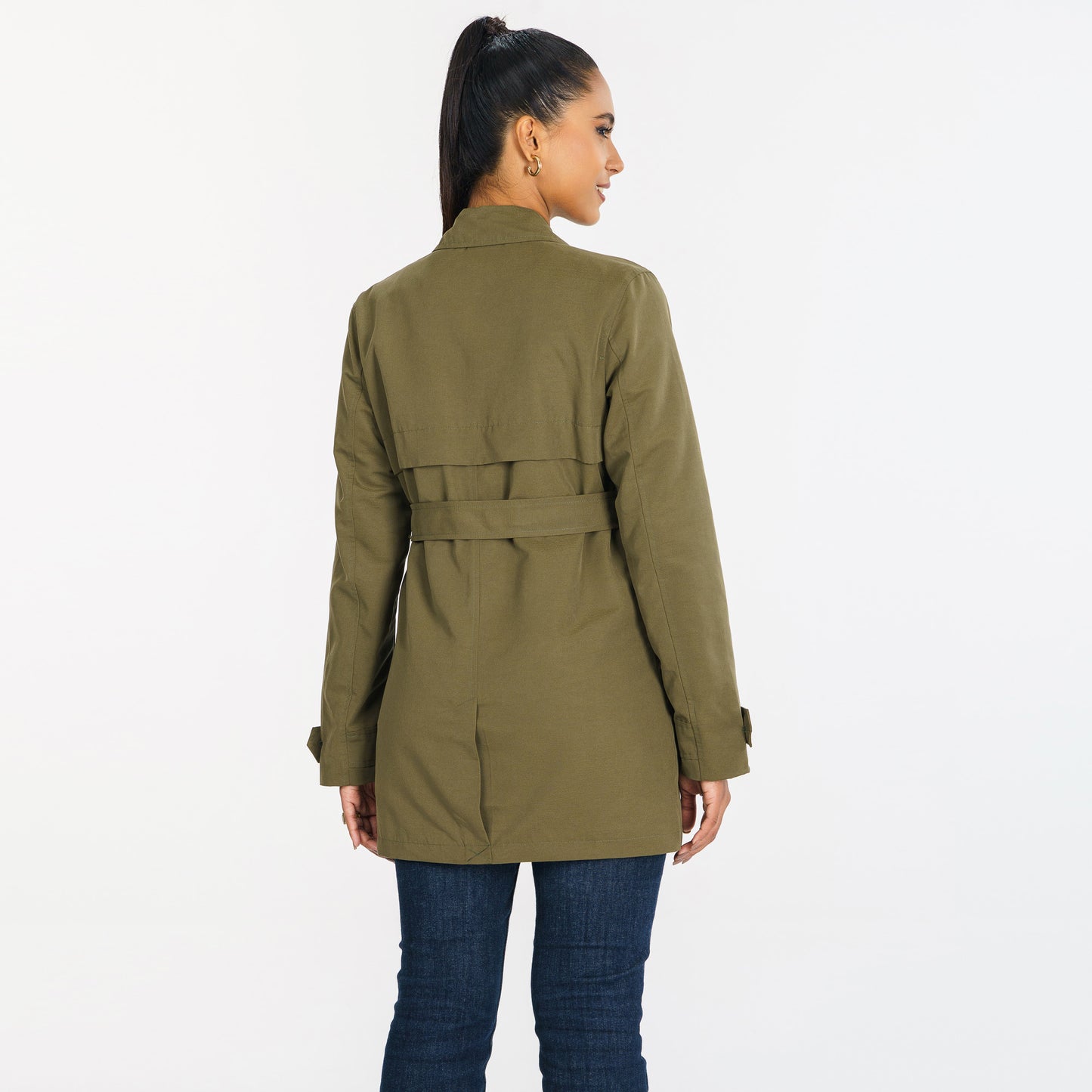 Womens Olive Trench Coat