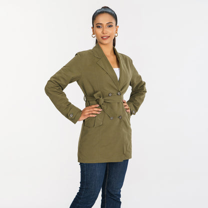 Womens Olive Trench Coat