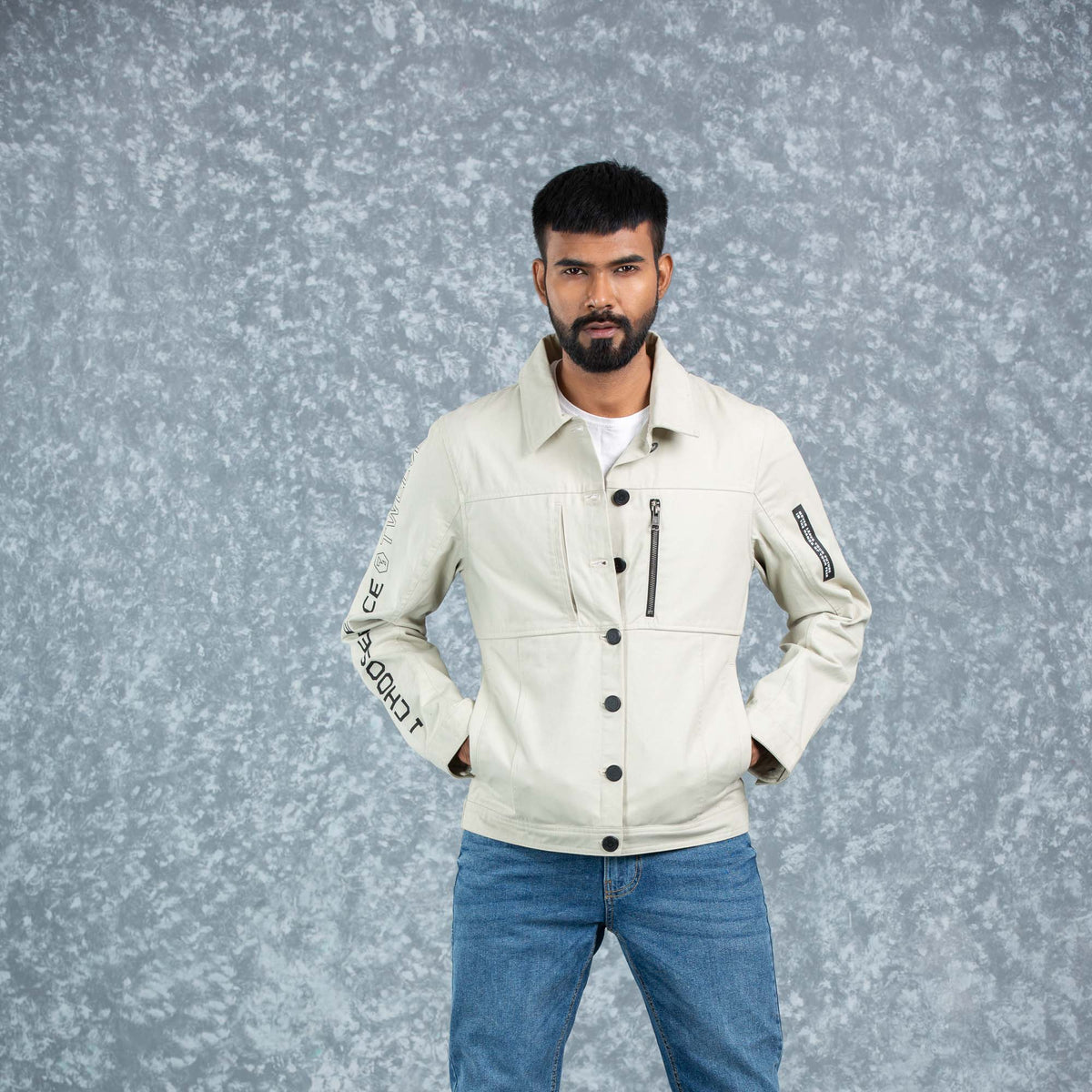 Mens Twill Jacket- Ivory