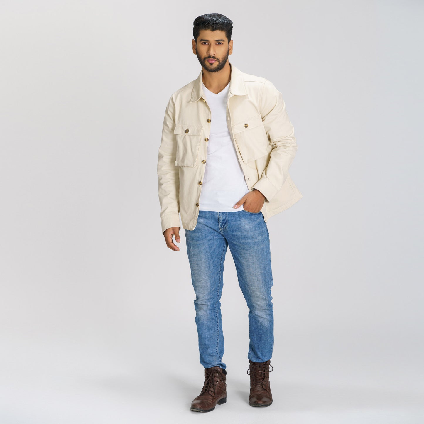 Mens Ivory Twill Jacket