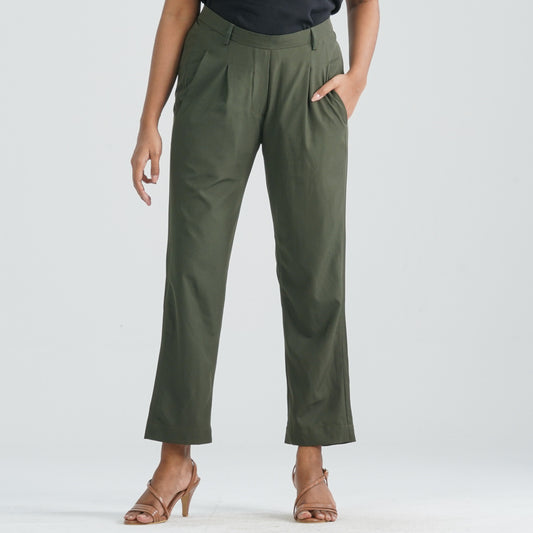 Women’s Olive Twill Formal Pant