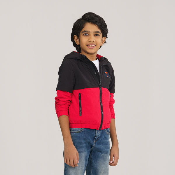 Boys Maroon Black Windbreaker