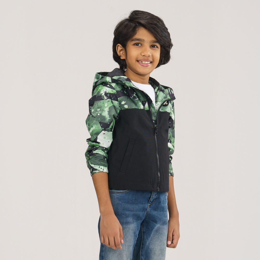 Boys Green Black Windbreaker