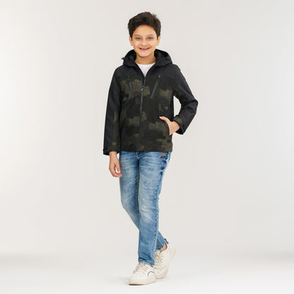 Boys Black Windbreaker