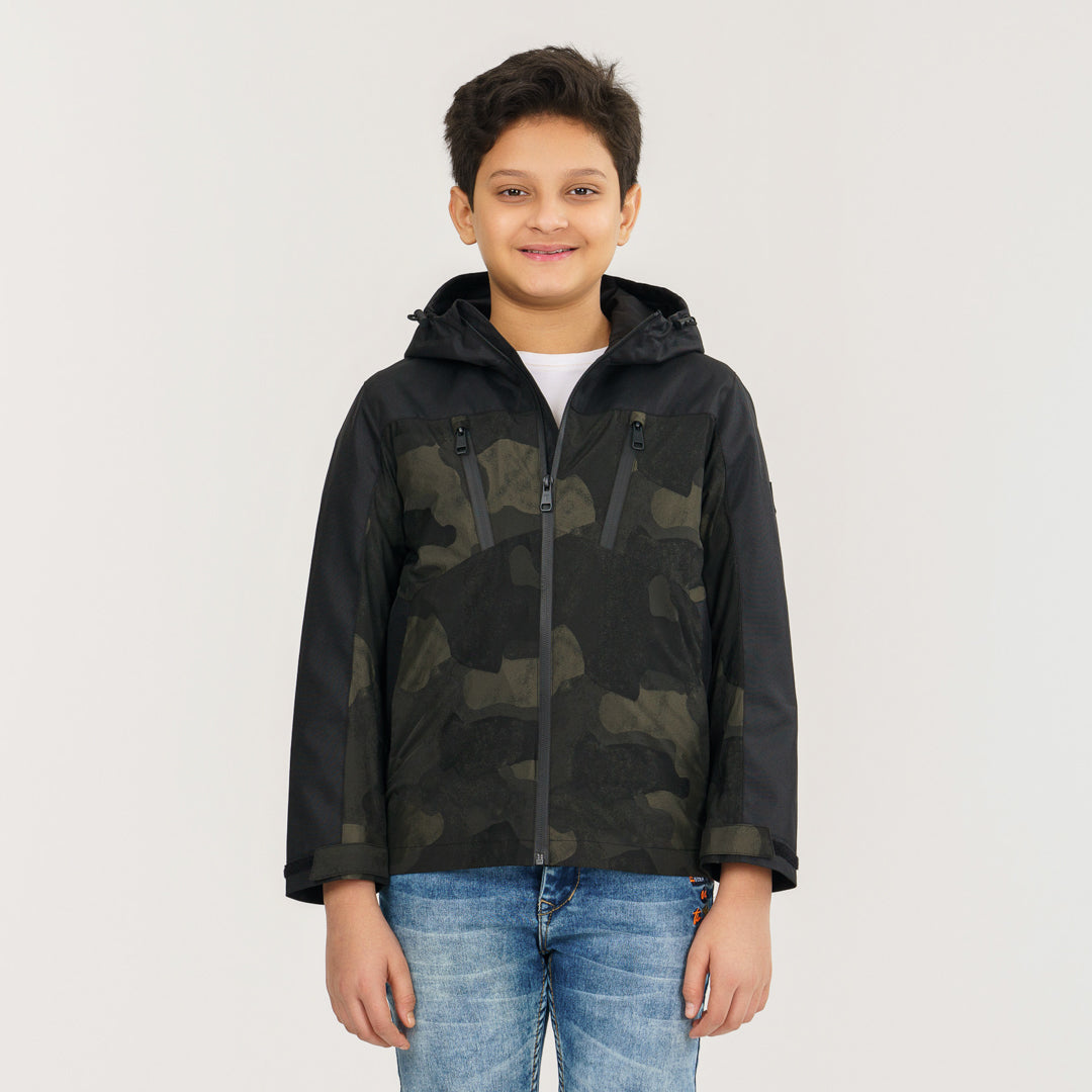 Boys Black Windbreaker