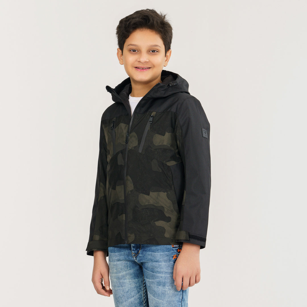 Boys Black Windbreaker