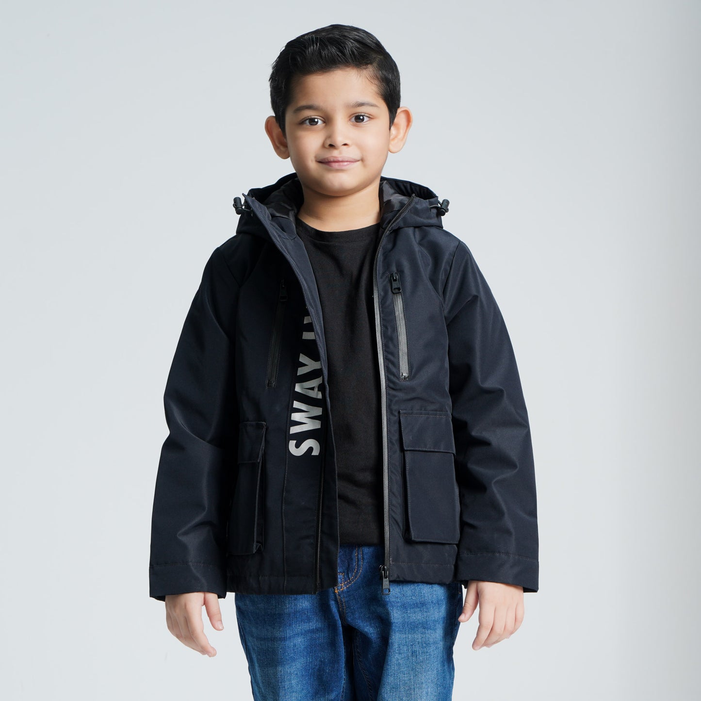 Boy's Black Windbreaker