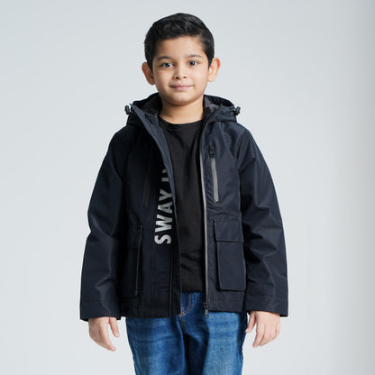 Boy's Black Windbreaker