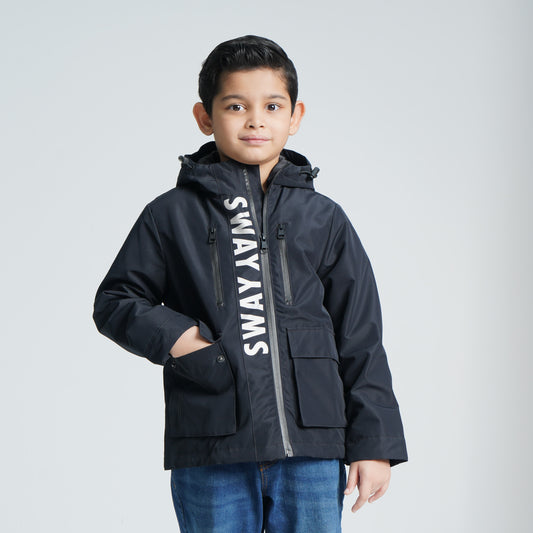 Boy's Black Windbreaker
