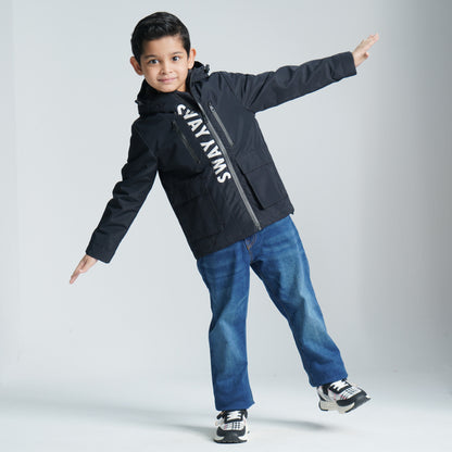 Boy's Black Windbreaker